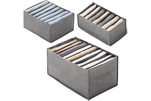 RIVIEVAL Wardrobe Clothes Organiser, 3Pcs Drawer Clothes Organiser Foldable Wardrobe Clothes Drawer Organisers Pants…