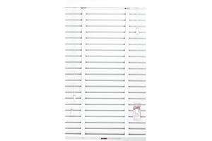 Funky Gadgets Faux Wood Blinds Wooden Grain window Venetian Blind 50mm Horizontal Smooth Slats with Tape White Silver/Grey TRIMMABLE Child Safe (White, W105cmxL150cm)