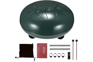 DeeCozy Slit Drums, Steel Tongue Drum, 6 inches 8 Tone D Key, Handpan Drum with Drumsticks, Bag, Finger Cover, Percussion Instrument for Musical Education Concert Mind Healing Yoga Meditation, Green