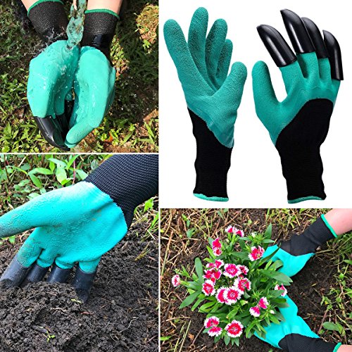 Gartenhandschuhe mit 4 Krallen für Graben & Pflanzen Pflanzen Thorn beständig, wasserfest Handschuhe (1 Paar) - 4