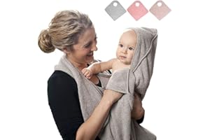 Tyuodna Hooded & Apron Baby Towel, Cotton Soft & Absorbent Newborn Towel, Hands Free Bath Towel - Personalised Gifts for Boy & Girl (Grey)