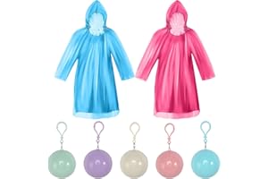 FASBET 5 Pieces Adult Raincoats Raincoat Ball Easy Carry Keyring Ball Raincoat Emergency Raincoats Poncho Rainwear for Hiking Camping Travel Outdoor (A)