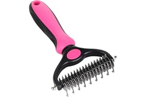 SMARTELF Dog Cat Knot Detangler Hair Grooming Brush Comb Undercoat Rake,Dematting Comb Groomimg Stripping Deshedding Tool For for Knots, Tangles, Matted Fur Cats(Large Medium and Small)-Pink
