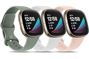 Tobfit 3 Pezzi Cinturino per Fitbit Versa 3/Fitbit Versa 4/ Fitbit Sense/Fitbit Sense 2 Cinturino, Cinturini Sport in Morbido Silicone con Fitbit Versa 4/ Versa 3/ Fitbit Sense 2/ Sense