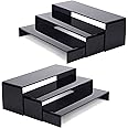 ANDGOO Acrylic Risers Black Rectangular Showcase Collectibles Display Shelf, 6 Pieces, Large