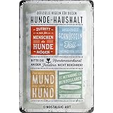 Retro Blechschild 'Hunde-Haushalt Regeln' - 30x40cm Vintage Deko Aus Metall