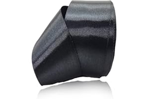 ASALZBOAY Geschenkband Schwarz 40 mm Breit,23 Meter Satinbänder Schwarz Stoff Schleifenband Kunsthandwerk,Hochzeitsdekoration, Weihnachten, Haarbögen, Blumensträuße, Geburtstag und Geschenkverpackung