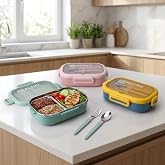 Deconox Paslanmaz &Ccedil;elik Yemek Kabı 800 ml, 2 B&ouml;lmeli Lunch Box, &Ccedil;atal Kaşık Dahil, Kilitli Kapaklı Saklama ve Taşıma Kabı, 21