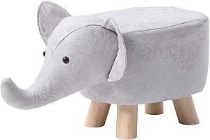 Avos-Deals-Global - Taburete en Forma de Elefante Gris Claro - Reposapiés Otomano Tapizado, Reposapiés en Forma de Animal un Diseño Creativo para Salas de Estar, Dormitorios y Viveros