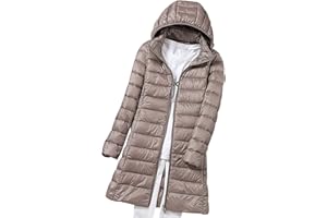 PEUIGNAO Plumifero Ultraligero Mujer Largo Chaqueta Plumas Ligeros Mujer Capucha Invierno Plumífero Ligero Mujer Talla Grande Anorak Mujer Plumon Puffer Down Jacket Plumiferos Largos Abrigo Cazadora Plumas