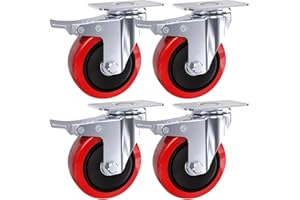 Tiffora Heavy Duty Double Bearing 100mm Swivel Castor Wheel Trolley Furniture Caster 700KG (Pack of 4 with Brakes)