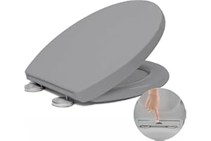 VIVO TECHNOLOGIES Toilet Seat Soft Close, Soft Close Toilet Seat with Quick Release for Easy Clean, Standard Loo Toilet Seats O Shape, Simple Top Fixing, Universal Toilet Seat, Grey