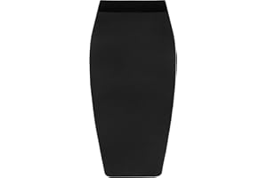 WearAll - Mujeres Tallas Grandes Stretch Bodycon Llanura La Oficina del lápiz Falda de Midi