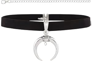 STACKABLE CREATIONS Black Suede Leather Choker Silver Crescent Sailor Moon Pendant for Women and Girls Comfort Fit, Extendable, Hypoallergenic, Stylish for Women Girls Men Kids