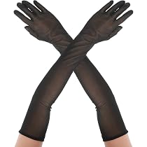 DIVINA VITAE Transparente Tüll Handschuhe Lange Damen Schwarz Spitzenhandschuhe 55cm Extra Lange Spitzen Handschuhe Geeignet Oper Kostüm Party 
