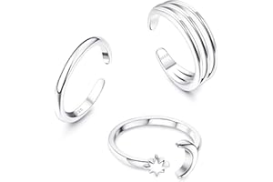 KRFY 925 Anelli da Piede per Donna Argento Anelli Pinky Fascia Regolabile Minimalista Beach Foot Jewelry 3Pcs Open Anelli da Piede Set