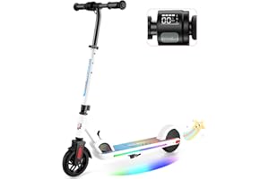 Caroma E Scooter Kinder von 6-14 Jahren, 180W Motor, 16 km/h, E Roller Kinder, Einstellbare Geschwindigkeit & Höhe, Bunte Lichter, LED Display, Faltbarer Elektroroller für Kinder