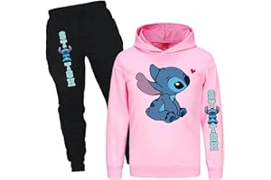 OAIXIUR Kids Blue Cat Cartoon Hoodies and Pants Tracksuits Sets Girls Fashion Sweatshirts Outfits 3-13 Years