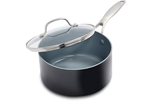 GreenPan Valencia Pro Céramique Anodisée Saine Antiadhésive Casserole de 18 cm / 2 litres avec Couvercle, Sans PFAS, Induction, Lave-vaisselle, Four, Gris