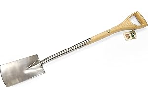 GREENMAN GARDEN TOOLS Greenman Border Spade Narrow Stainless Steel Heavy Duty Ash Handled 100cm x 14cm