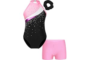 CHICTRY Kids Girls Sleeveless Gymnastics Leotard Ballet Dance Biketard with Shorts Hair Band Set Dancewear Swimsuit Swimwear