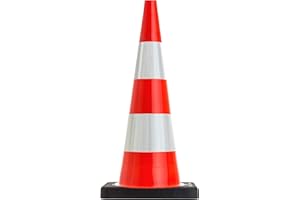 UVV-FLEX UvV-Reflex FLEX9001 Leitkegel, Warnpylone 900mm (90 cm Pylone) retro-reflektierend, schwerer hochwertige Kegel 7,5 kg, stapelbar