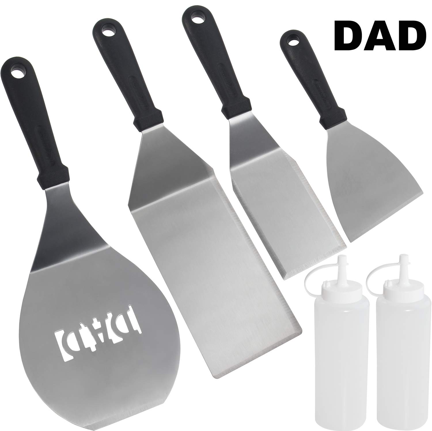 ROMANTICIST 6pc Griddle Spatula Set with ‘DAD’ Perforated Design Heavy Duty Griddle Tool Kit