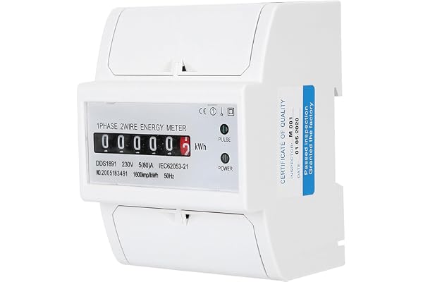 Compteur d'Énergie Électrique Monophasé Numérique sur Rail DIN - Équipement Industriel pour Systèmes Sous-Compteurs (Blanc)