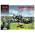 ICM ICM48801 1:48-Spitfire Mk.IX w/RAF Pilots & Ground Personnel, 19.05 x 23.37 x 6.35 cm