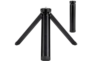 QIMEI-SHOP Mini Tripod statyw do aparatu fotograficznego ze stopu aluminium ze śrubą 1/4 cala do GoPro smartfona, kamera internetowej, cyfrowej, gimbal, czarny