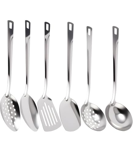 Utensili da cucina impostati utensili in acciaio inossidabile 6pcs/set di utensili da cucina in metallo set utensili da cucina in acciaio inossidabile sospeso inossidabile per il ristorante