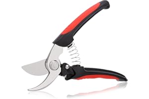 Housolution Gartenschere, Premium Verstärkt Edelstahl Obstschere Ultra Scharf Multifunktional Rebschere mit Annehmlich Griff für Garten, Baum, Äste, Blatt, Blume, Schwarz & Rot
