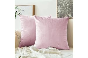 GENERIC AR Ware Velvet Cushion Covers 45 x 45 - Pack of 2 Square Throw Pillowcase for Sofa Bedroom Living room with invisible Zipper (18x18 inch, Pink)