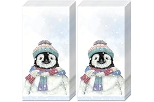 TASCHENTÜCHER BEDRUCKT 20 Taschentücher (2x 10) Niedlicher Pinguin in Winterbekleidung als Geschenk für Liebhaber von Tiere im Winter