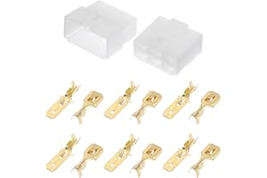 A ABSOPRO Kit Connettore Elettrico per Auto a 6 Pin Impermeabile Serie 6.3 Maschio Femmina Alloggiamento Terminale Cavo Plastica Rame Bianco