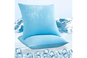 ‎LUXEAR Luxear kühlender Kissenbezug 2er Set, Kopfkissenbezug elastisch mit Arc-Chill Kühlfasern atmungsaktiv, seidige Kissenbezüge mit Reißverschluss, Haare/Haut schonende Kissenhülle, 80x80cm-Blau