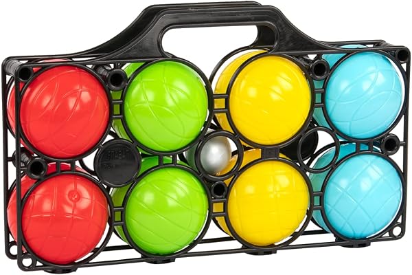 Idena - Boccia Spiel mit 8 farbigen Kugeln, Zielkugel und Tragekorb, Geschicklichkeitsspiel für Kinder und Erwachsene, Sport-Spiel für den Außenbereich, ideal für Sommer, im Garten oder Park - 1
