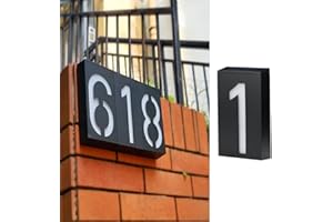 Tinyouth numer domu, podświetlany, solarny – numer 1, solarny numer drzwi, na ścianę, 6 diod LED, podświetlany numer domu z czujnikiem światła, wodoszczelność IP55, lokalizator domu do samodzielnego montażu