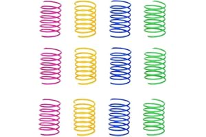 Bessy shop Colorful Springs,12 pcs Colorful Cat Spring Toy Playful Coils for Kittens BPA Free Plastic Coil Spiral Springs for Cat Chew to Kill Time, Teeth Cleaning.