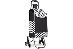 Kono Carrello Spesa 6 Ruotes Carrello Saliscale Pieghevole 2 en 1 Trolley per La Spesa con Borsa Impermeabile Rimovibile (Nero)