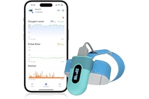 VIATOM Baby O2 Pulsoximeter fuß, Sauerstoffsättigung Messgerät für Babys Pulsmesser, Verfolgen Sie Kontinuierlich die Sauerstoffsättigung und Herzfrequenz, mit Alarm in APP kostenlosem APP&PC-Bericht