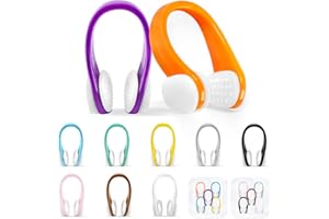 STSAIL Nose Clips Swimming – 10 Pcs Silicone Swimming Nose Clip for Adult and Kids (Aged 7+), Waterproof Nose Plugs with Storage Box, Multicolour,for Beginners