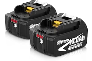 BOETPCR Pack de 2 Batteries 10.0Ah de Rechange pour Makita Batterie 18V BL1860B Compatible Charge Rapide DC18RC DC18RD-Compatible Outils sans Fil LXT DHP485 DTD154 DHS68 -Haute Autonomie pour Chantier/Jardin