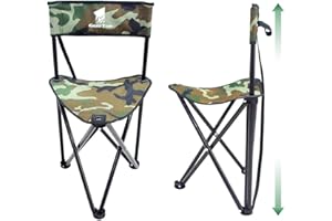 GEERTOP Chaise de Camping Pliante avec trépied - Dossier - Camping - Pêche - Randonnée - Chasse - Extérieur