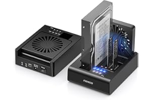 FIDECO HDD/M.2 NVMe SSD Cloner Docking Station, USB 3.2 Gen 2 (10 Gbit/s), 3-Bay Festplatten-Cloner-Dock für M.2 NVMe SSD und 2,5"/3,5" SATA HDD, mit klappbarem Lüfter