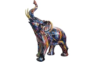 Bruafsir Pittura Graffiti Elefante Scultura Figurina Arte Colorata Statua di Elefante Resina Creativa Statua Animale Decor C