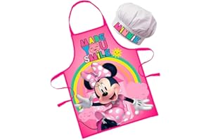SORRISINI Grembiule e Cappello da Cuoco Regolabile Minnie Mouse per Bambini | Grembiule per Cucinare, cuocere o dipingere | 3-8 Anni Minnie Free Time