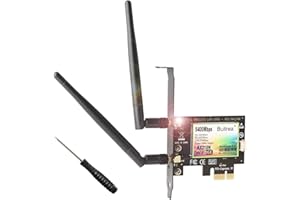 Buitrea Carte WiFi AX210 PCIE WiFi 6E Bluetooth5.3, Max 5400Mbps, Tri-Bandes (6GHz/5GHz/2.4GHz) Carte Bluetooth WiFi 6 pour PC Windows 11/10(64Bit)