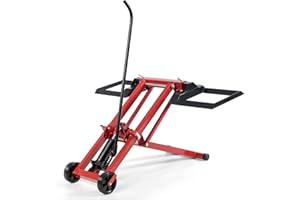 COSTWAY Aufsitzrasenmäher Hebebühne, höhenverstellbar | bis 225 kg | verstellbar, Rasentraktor Heber, Hebevorrichtung hydraulisch, Metall, Reinigungshilfe für Rasenmäher Motorrad Aufsitzmäher, Rot