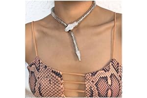 Cubahop Snake Pendente Choker Collane Bracciali Set Strass Collana Mano Catena Gioielli per le Donne e le Ragazze (Collana d'argento)